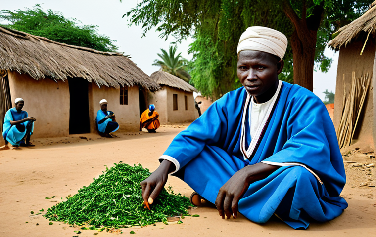 The Marabout**

"A wise Gambian marabout in traditional, fully clothed robes, holding medicinal herbs, in a village setting, surrounded by respectful villagers, natural lighting, safe for work, appropriate content, professional, perfect anatomy, correct proportions, well-formed hands, modest attire, family-friendly."

**
