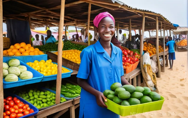 감비아 대통령 및 정치 상황 - **Prompt:** "A vibrant, photo-realistic image capturing a public square in The Gambia, bustling with...