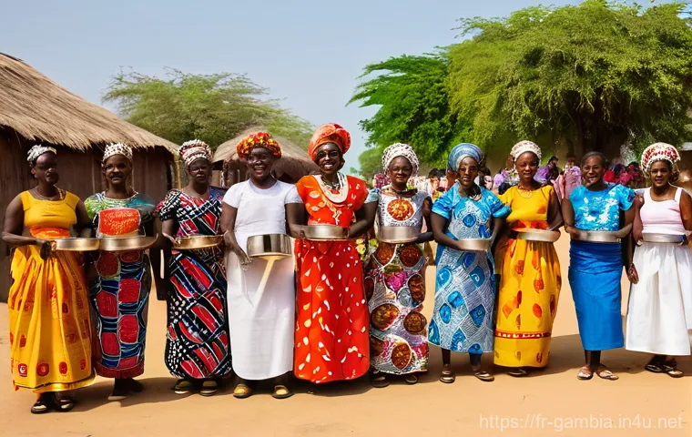 감비아의 주요 부족 - **Prompt:** A bustling and vibrant Gambian market scene, bursting with an array of colors, textures,...