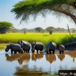 감비아에서의 지속 가능 관광 - A serene scene inside Kiang West National Park in The Gambia during golden hour, featuring lush sava...